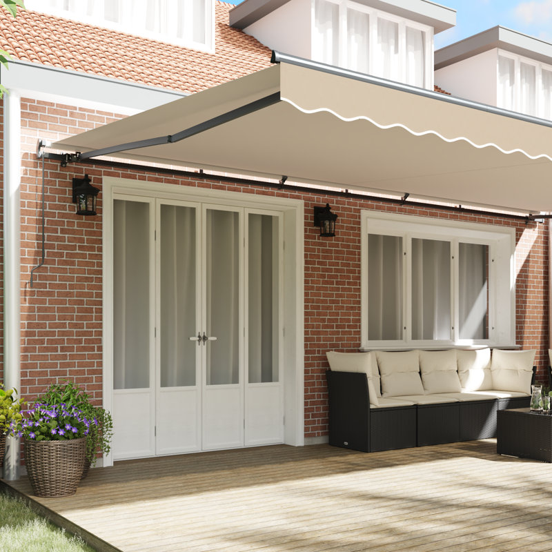 Retractable Awning, Beige/Grey, 600 cm W x 350 cm D