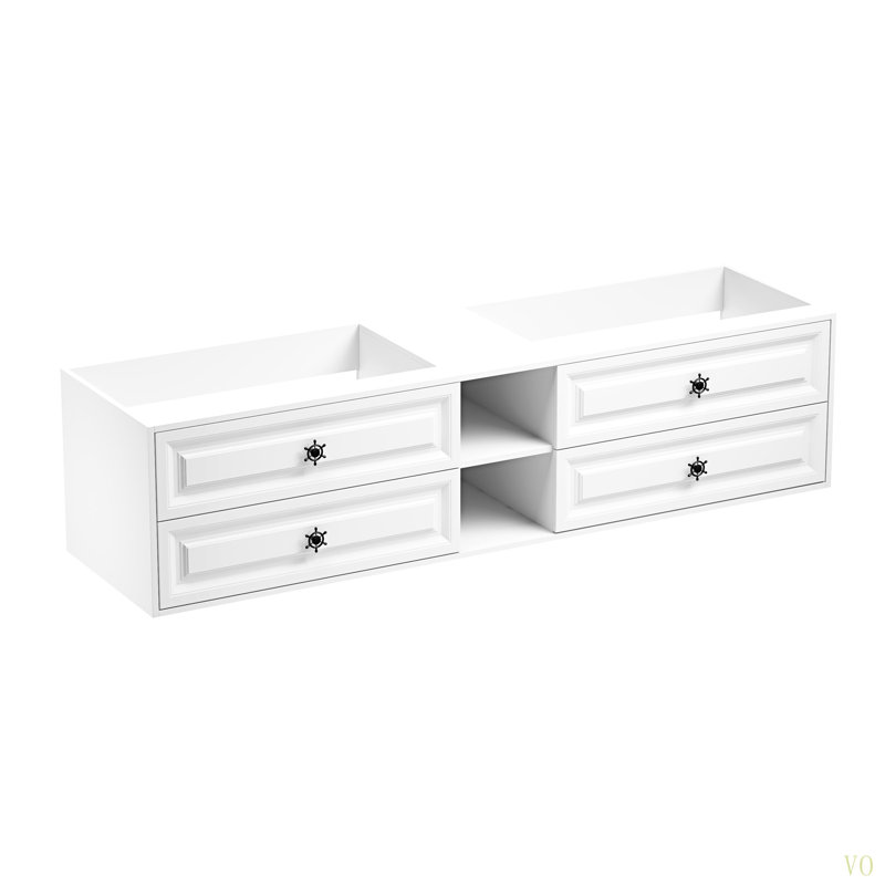 Le meuble-lavabo mural de 84 po convient aux lavabos doubles, armoire seulement (comptoir et lavabos non inclus), Blanc