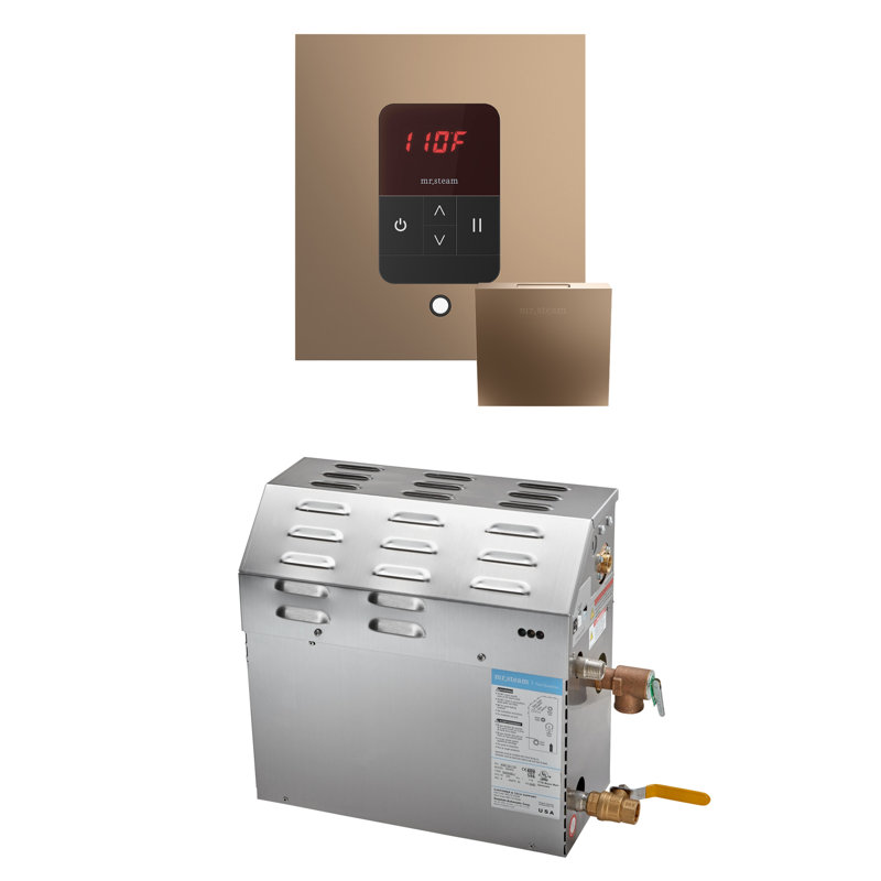 Ensemble de générateur de douche à vapeur MS 15 kW (15 000 W) avec contrôle de température carré ITempo , Bronze