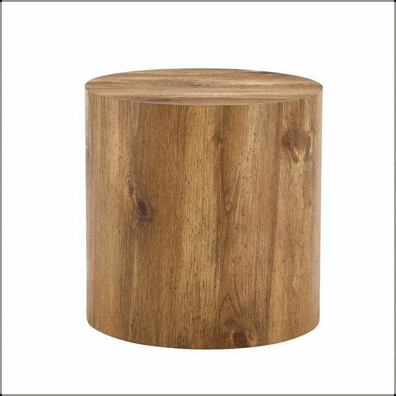 Table basse cylindrique à motif moderne, H 15,7 po x l 15,7 po x P 15,7 po, Bois