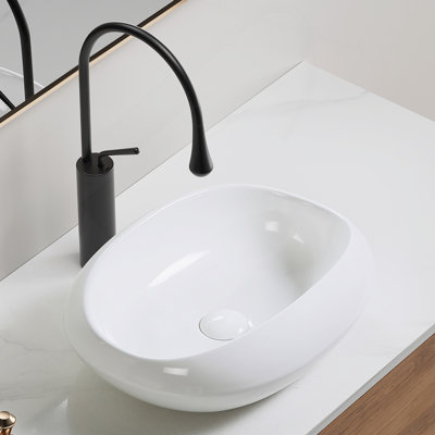 Oval Ceramic Vessel Sink For Small Countertops