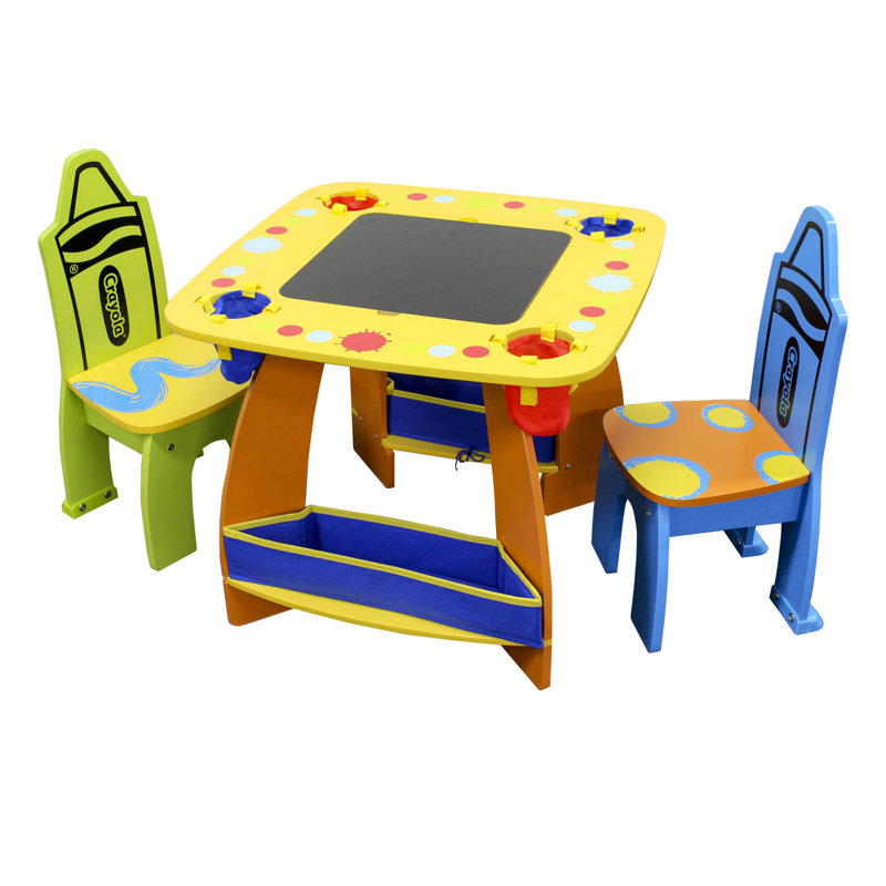 Crayola Kids Yellow and Orange Wooden Arts and Crafts Table Set