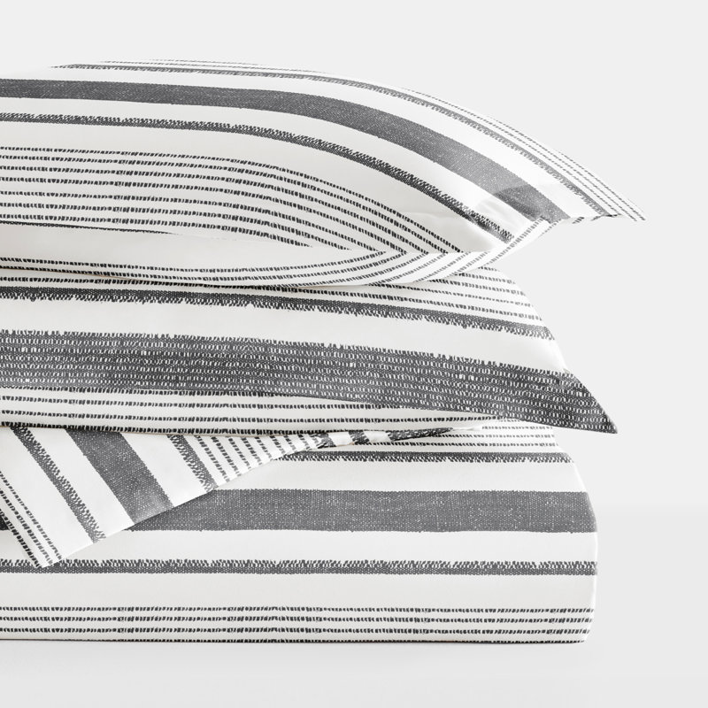 Vintage Black & White Stripe Pattern Duvet Cover Set, Twin Duvet Cover + 1 Sham