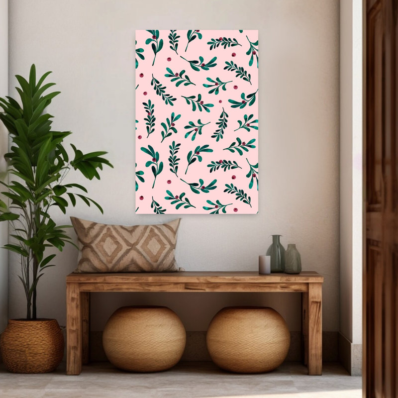 «Blush Berry Branches Delicate Elegant Organic Nature Plant», art mural, H 48 po x l 32 po