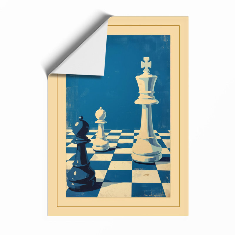 Queen and Pawn Retro - Framed Print, A3 - 42.0 x 29.7 cm, Unframed
