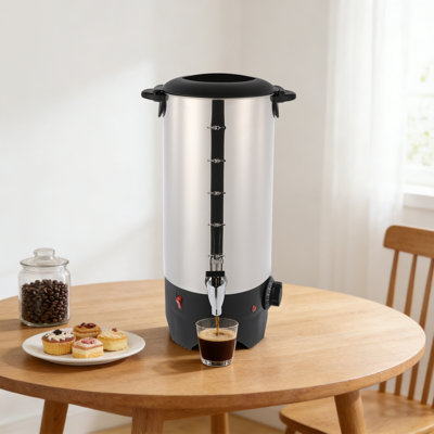 Cafetière de grande capacité (8,3 L) à température réglable, en acier inoxydable, idéale pour les événements traiteurs, les hôtels, les restaurants et les bureaux.