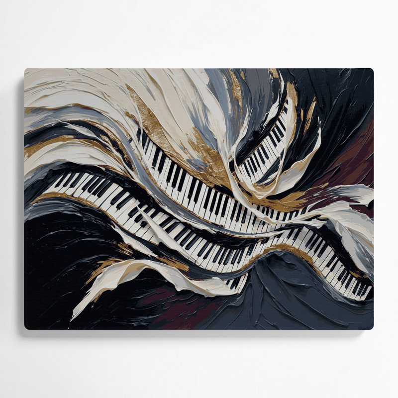 «Music Piano Key Patterns», art mural en métal gris, H 8 po x l 10 po