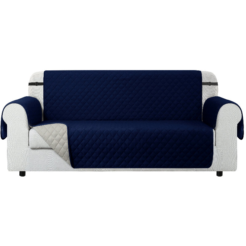 Housse de canapé pour canapé à 3 coussins, housse de canapé antidérapante pour chiens, housse de protection de meubles avec sangles élastiques en sangles pour chat (canapé, bleu marine)