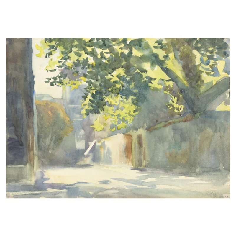 Sunlit Wall Under a Tree par John Singer Sargent - Estampe numérique, H 32 po x l 40 po