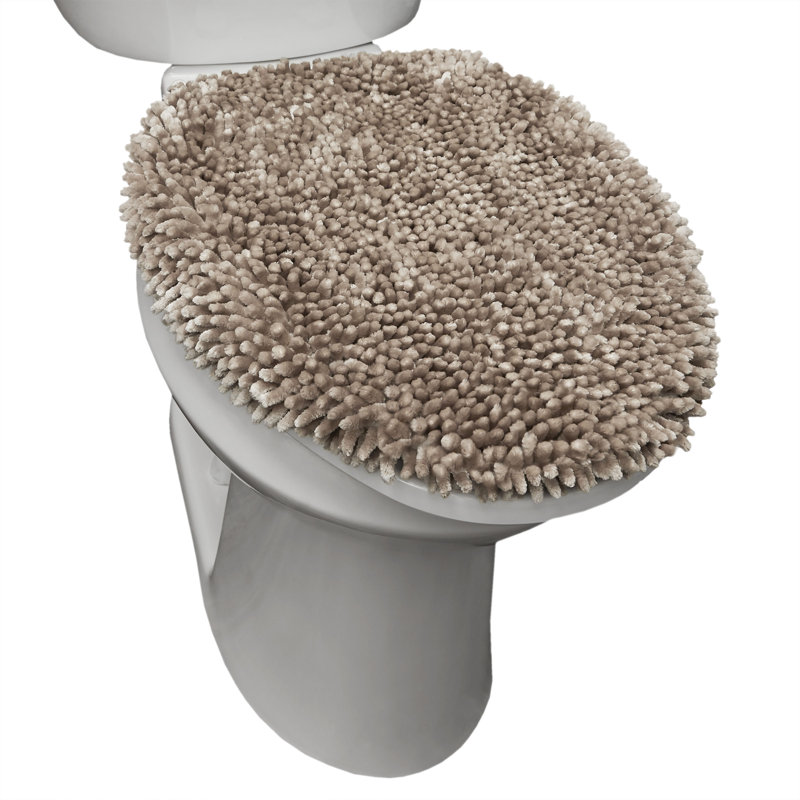 TOWN & COUNTRY BASICS Spa Step Noodle Solid Bathroom Washable Toilet Lid, Light Brown