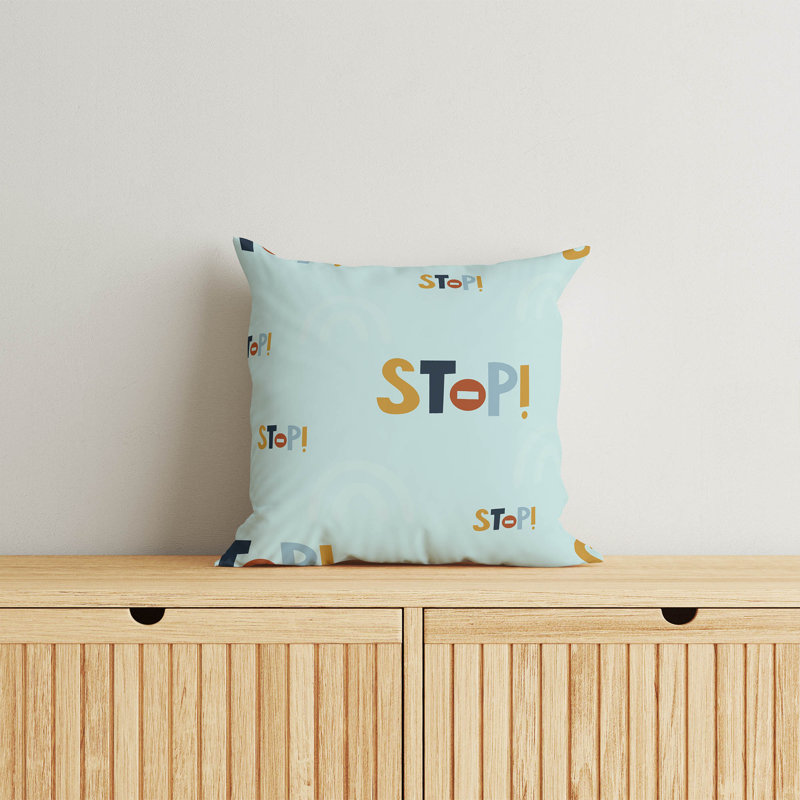 Coussin Stop, H 18 po x l 18 po, Bleu clair