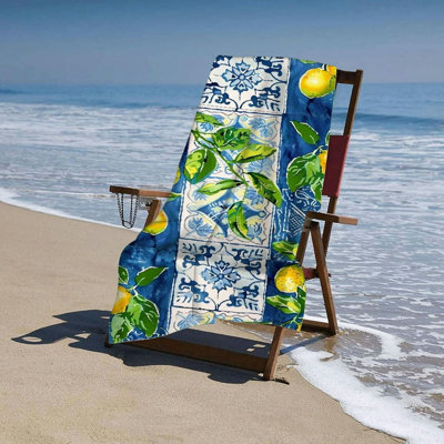 Lemon Fruits Leaves Beach Towels Oversized Microfiber Beach Towel for Adults Super Absorbent Sand Free Pool Towels for Outdoor Travel Swim Pool Camping 80x60in