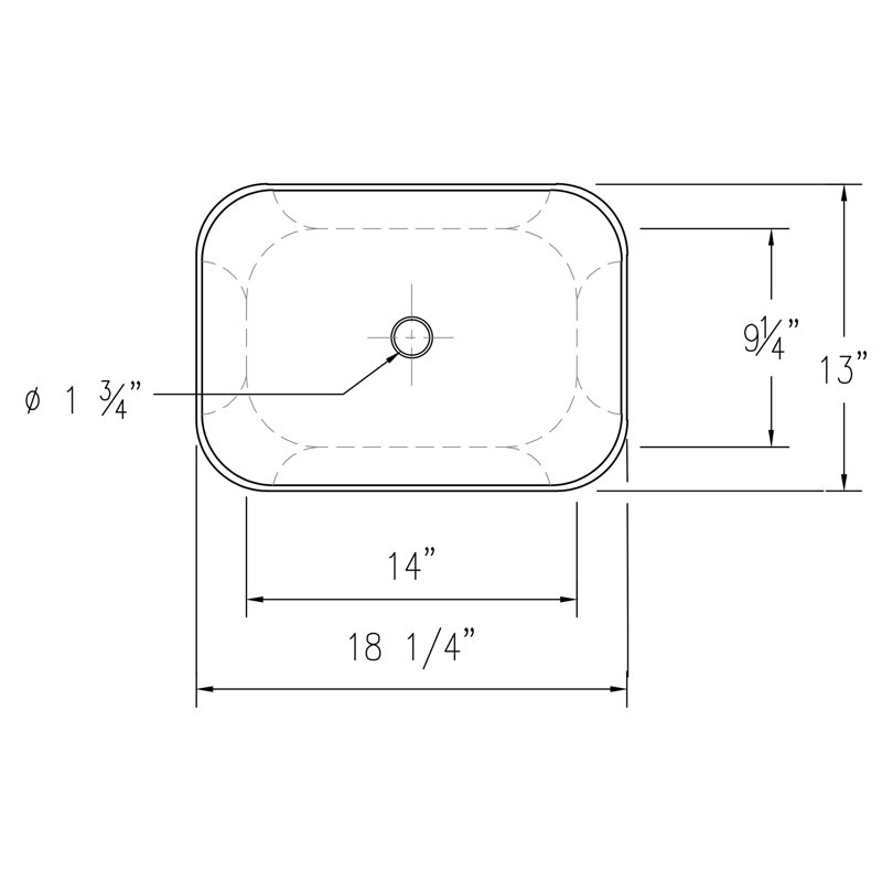 Elanti 13'' White Ceramic Rectangular Bathroom Sink