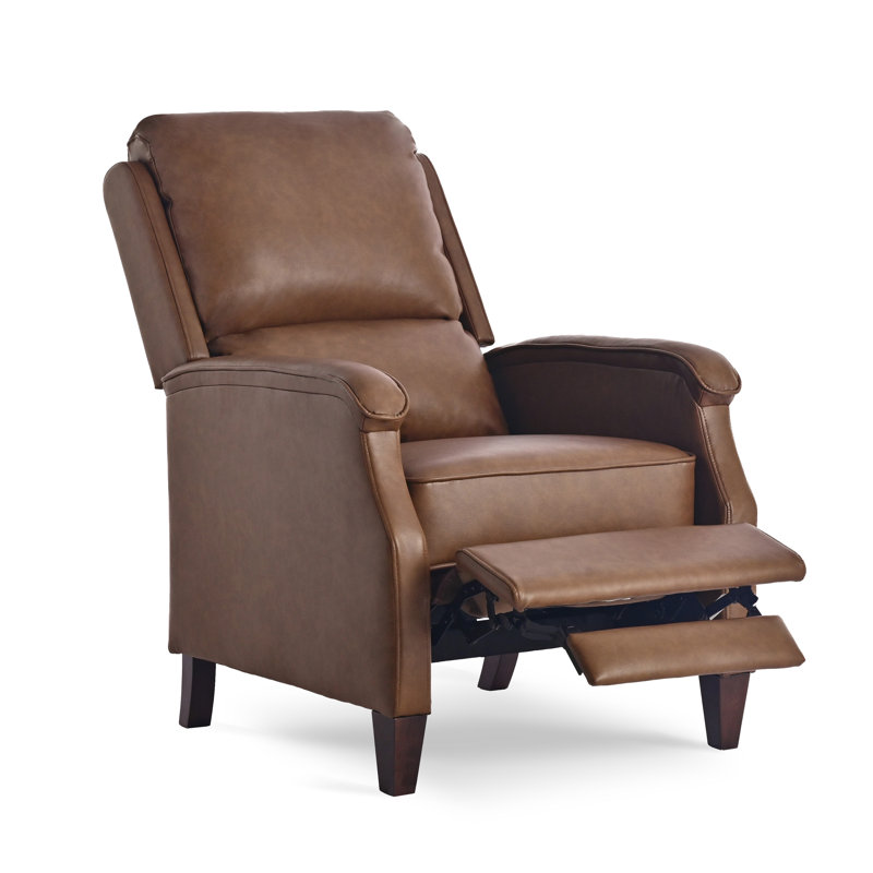 Fauteuil inclinable manuel rembourré pour le salon, Similicuir rouge brun
