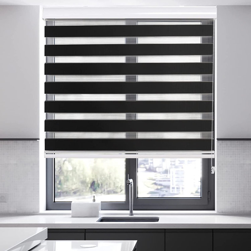 Dual Layer Day & Night Zebra Roller Blinds – Premium Light Filtering & Privacy Window Shades, Modern Sheer & Solid Fabric Blinds for Living Room, Bedroom & Office
