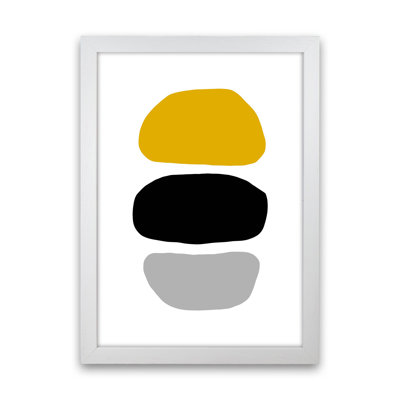 Mustard And Black Abstract Stones 2 by Pixy Paper - Print