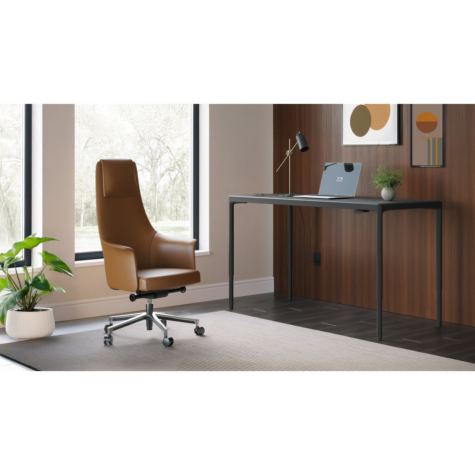 Luma Office - Lift Desk, 27" H x 66" W x 28" D, Black