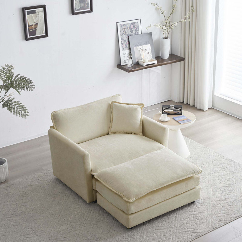 Fauteuil en chenille avec repose-pieds, Oui, Beige