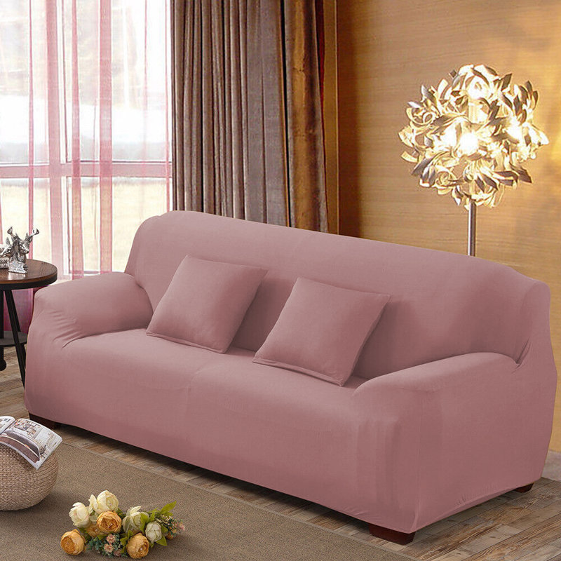 Housse pour canapé extensible 3 places, Mélange de polyester à fleurs roses, H 45 po x l 118 po x P 30 po