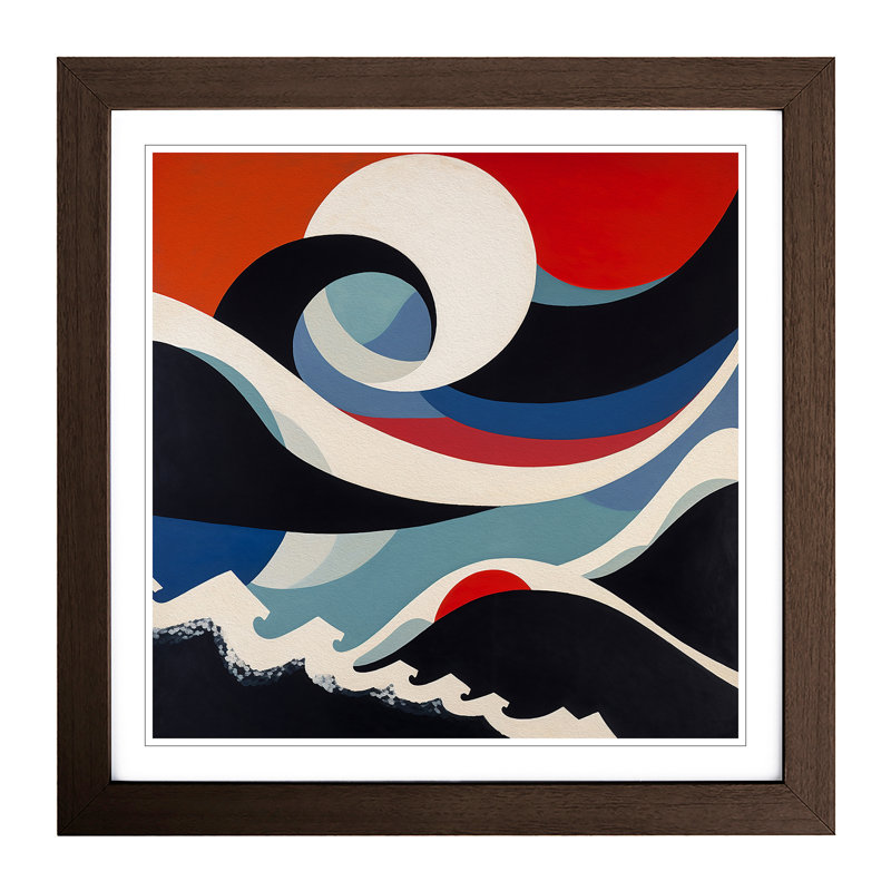 Japanese Wave Suprematism No.4 - Framed Print, Walnut