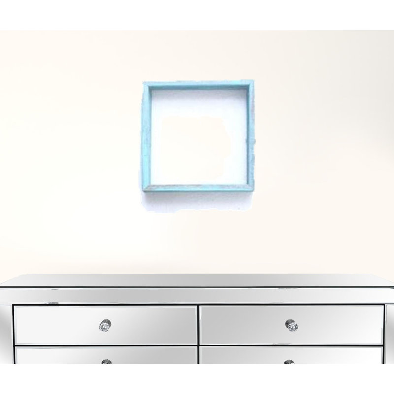 Ensemble de 3 tablettes carrées ouvertes en bois récupéré, H 12 po x l 12 po x P 3 po, Bleu