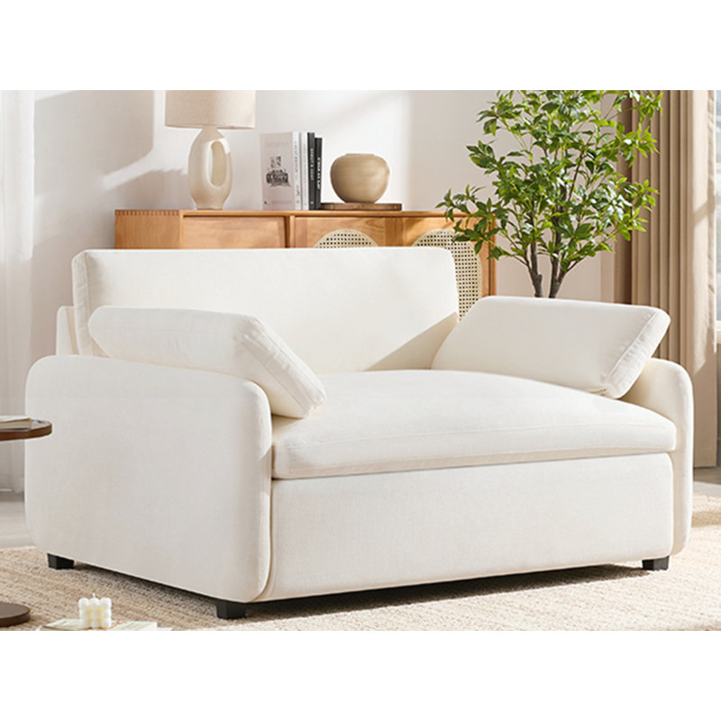 Fauteuil moderne rembourré et confortable, Crème