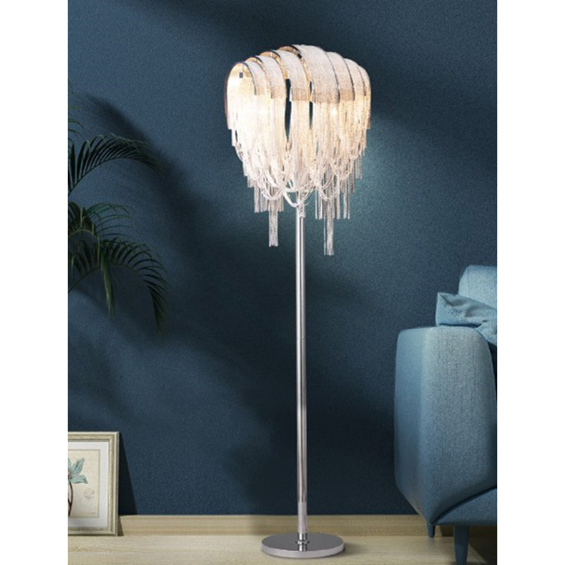Lampe sur pied 66 "Novelty, Chrome, Argent