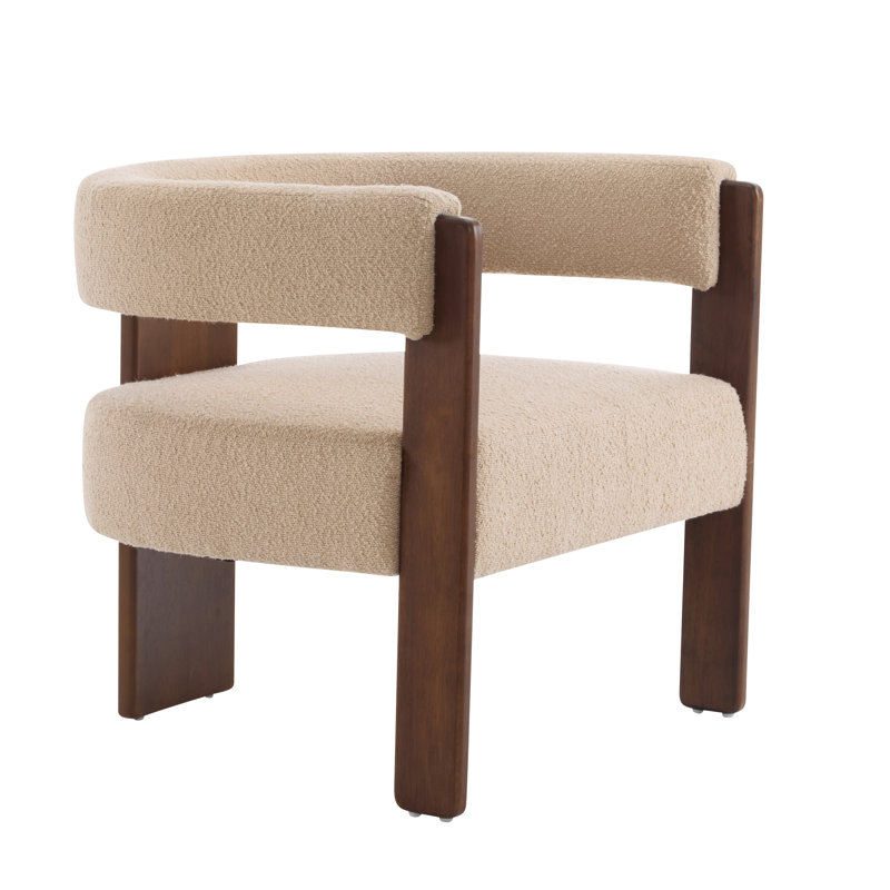 Melanney Modern Upholstered Fabric Accent Armchair, Camel Boucle