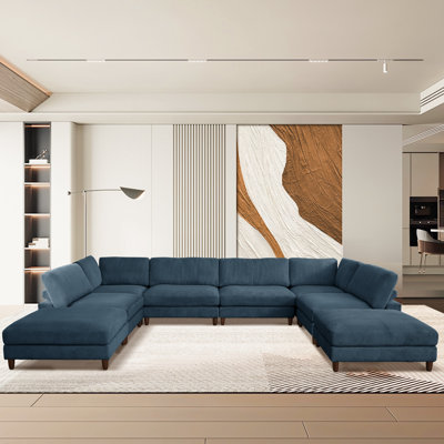 176" W 8-Piece Reversible Corduroy Modular Sectional