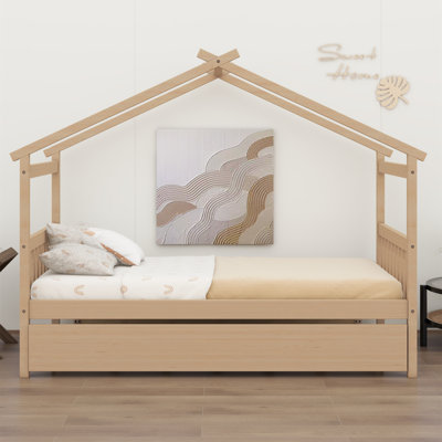 Lit en bois avec lit gigogne simple