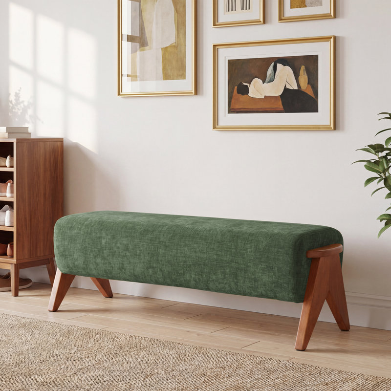 Banc en bois massif multifonctionnel de 50,2 po de largeur, Vert