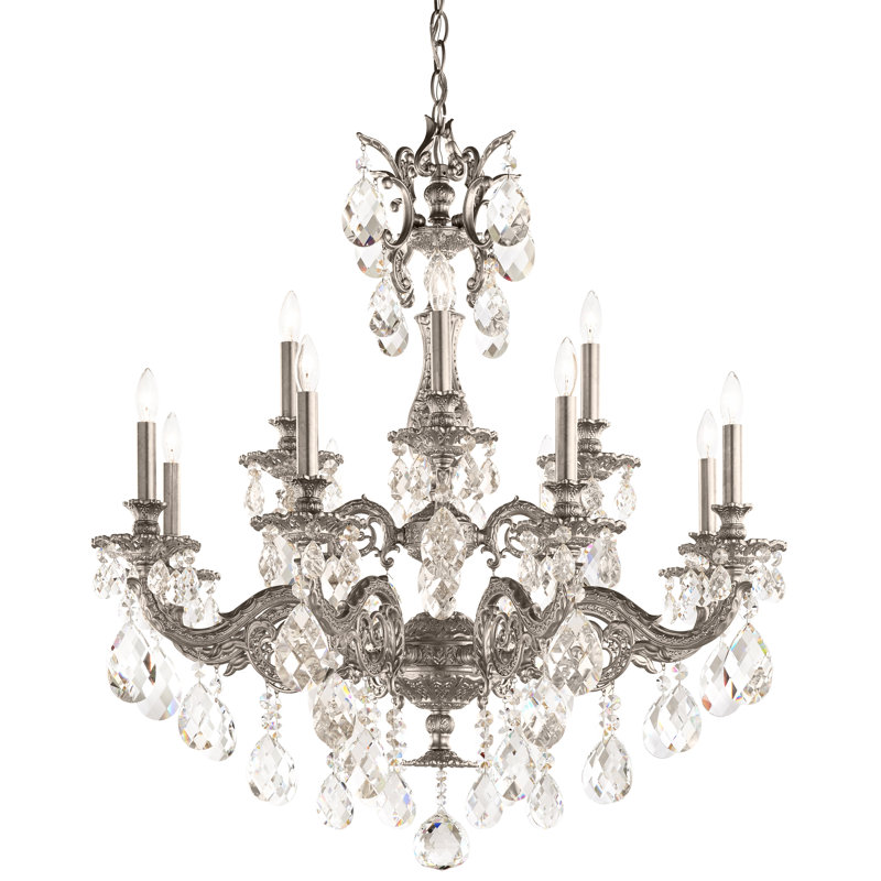 Milano 12 - Light Chandelier, French Gold, Clear Crystals from Swarovski