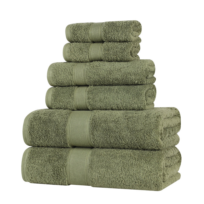Ensemble de serviettes en coton biologique Lyndon, Ensemble 6 pièces, Vert forêt