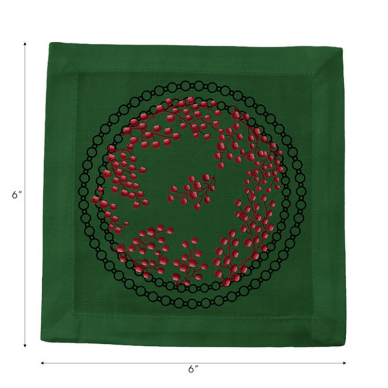 Square Napkins, Red Green