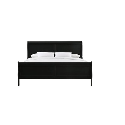 Très grand lit en bois massif de style noir élégant, équipé de glissières de tiroir en métal et d'une barrière dotée d'une finition noire faite de - base de meuble coulissant moderne pour chambre à coucher