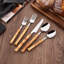 Ensemble de couverts 30 pièces en bambou, coutellerie en acier inoxydable pour 6 personnes, vaisselle polie pour la maison, le restaurant et la fête
