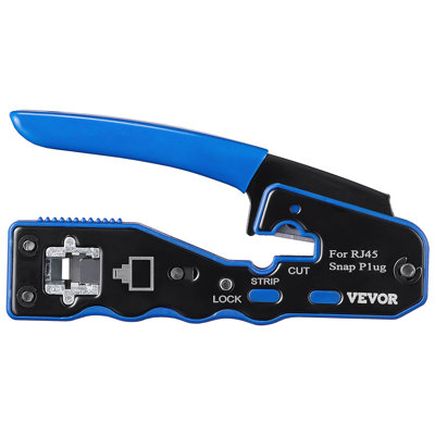 VEVOR RJ45 Crimp Tool Kit, Cat5e/Cat6/Cat6a Pass Through Ethernet Crimper for 8P8C Modular Plugs