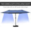 Parasol de patio bleu foncé de 15 pi, construction rectangulaire en acier flexible, manivelle facile, double face pour patio, auvent de terrasse, piscine, espace
