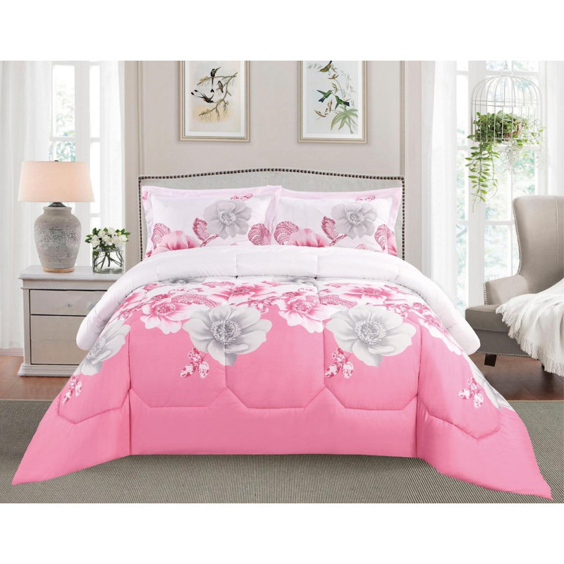 Dure Microfiber Floral Bedspread with Pillow Shams, Double Bedspread