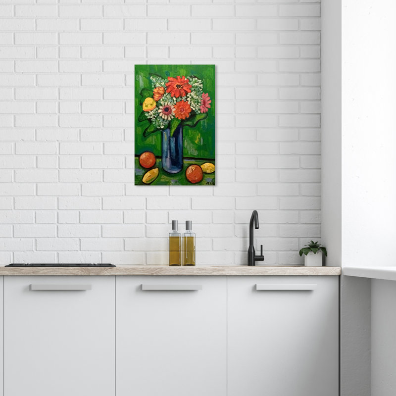 Fleur avec fruit par Wynwood Studio, H 24 po x l 16 po x P 0,8 po
