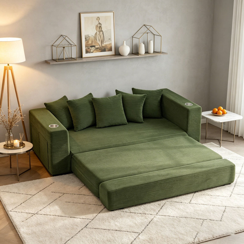 Canapé-lit pliant 76 po, Vert