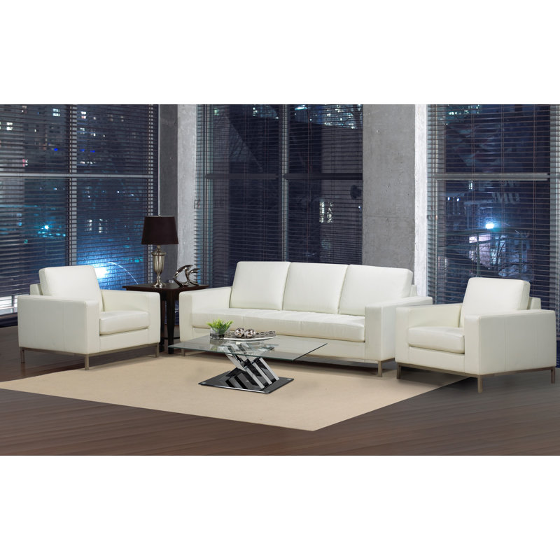Orren Ellis Witney 3 Piece Leather Living Room Set - Wayfair Canada