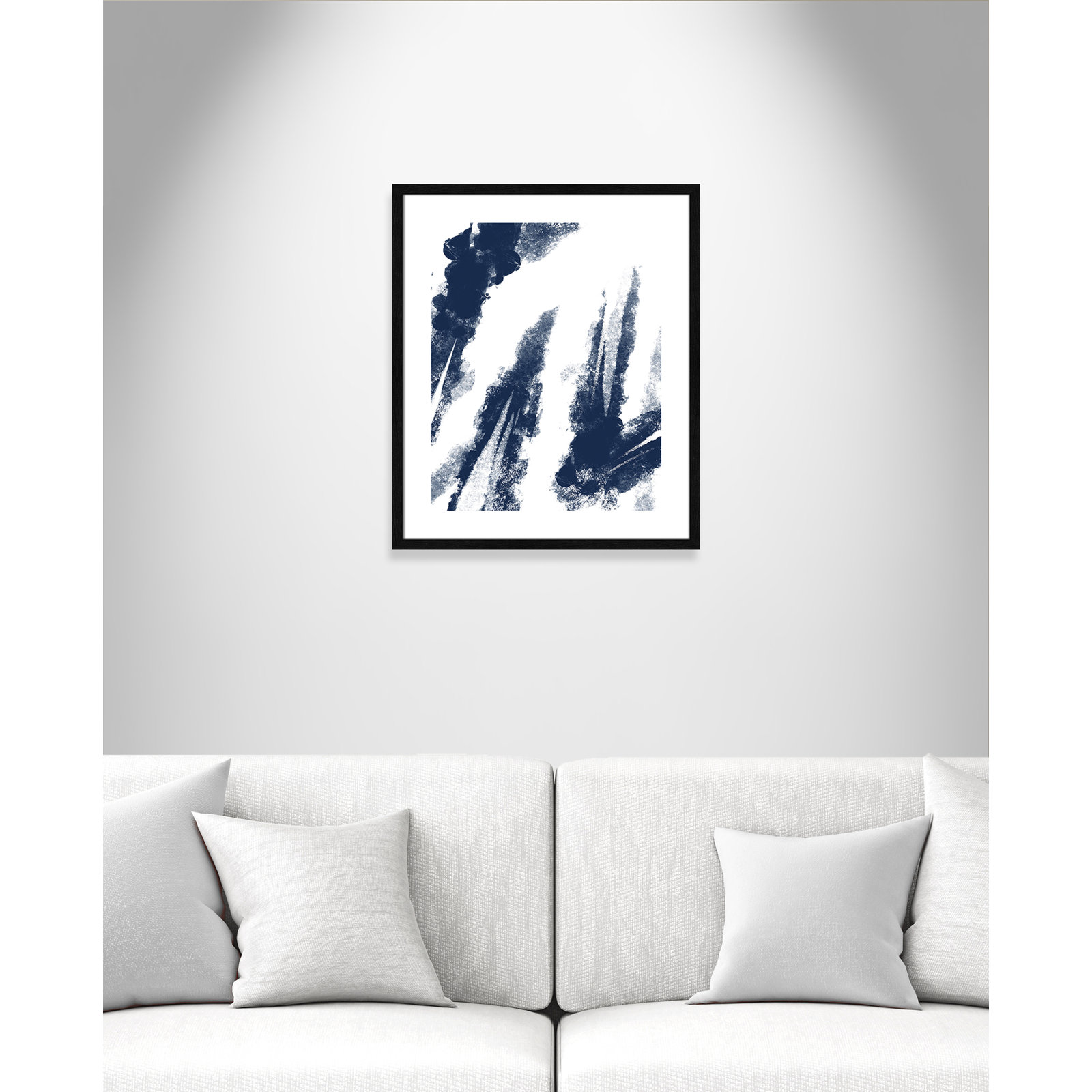 Ferne "Navy Striking Seams 2" Print, Black Wood Framed Paper, 25.5" H x 21.5" W x 0.75" D
