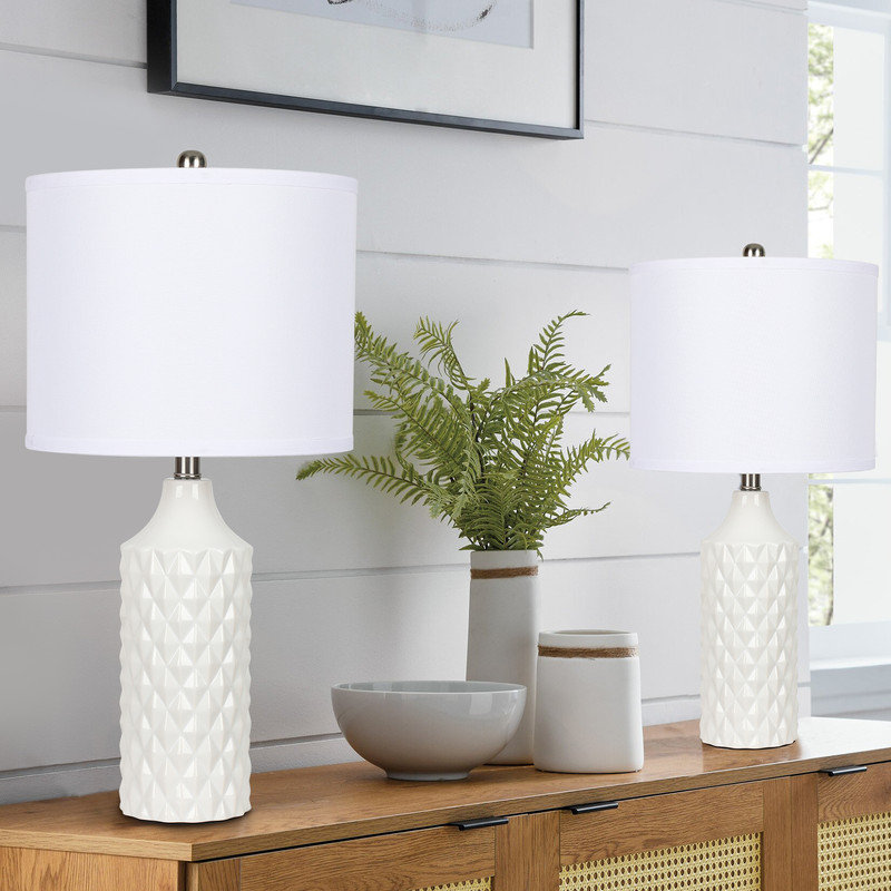 Creight Ceramic Table Lamp, White
