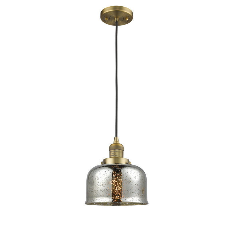 Luminaire suspendu pour îlot de cuisine 1 lumière Cedeno, Ampoule DEL 6 watts Vinage, Argent mercuré, Laiton brossé