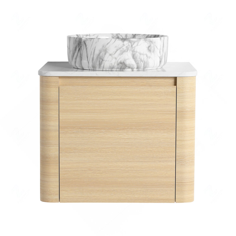 Meuble-lavabo mural 24 po en contreplaqué avec vasque en céramique et 1 porte à fermeture en douceur