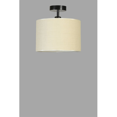 Elegant Metal Chandelier with Bamboo Cap, 11.8 inches Diameter x 11.8 inches Height | E27 Socket, Max 40W | Beige & Black Finish, IP20 Rated | Perfect for Living Room, Dining Room & Entryway Decor