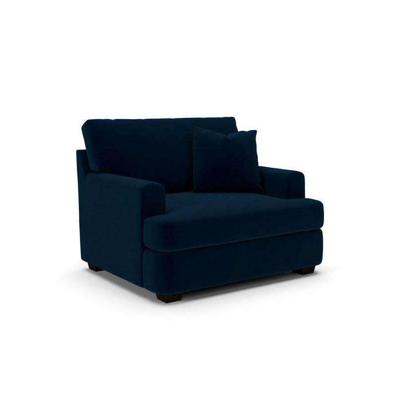 Emilio Upholstered Armchair, Bella Ink Blue Performance Velvet