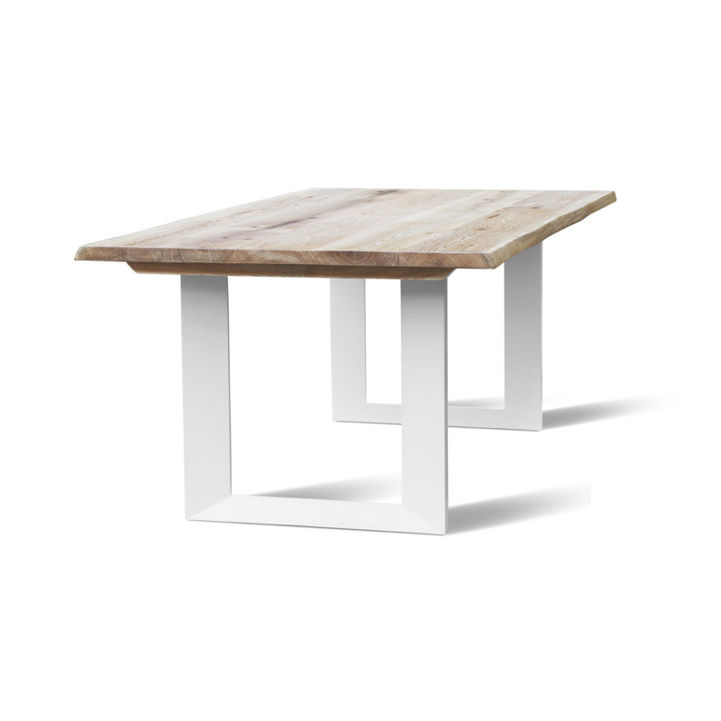 McCausland Oak Solid Wood Top Metal Base Dining Table