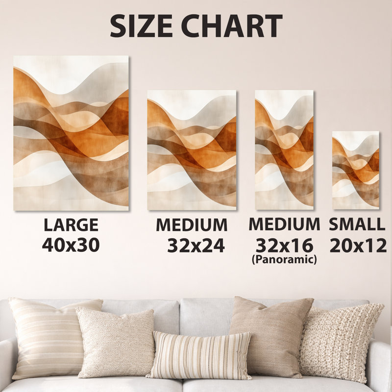 «Brown Minimal Curves - Abstract Shapes Decor», reproduction métallique moderne, L 30 po x H 40 po